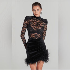 Nadine Merabi Freya Velvet lace Dress, Size 10, Black EUC‎